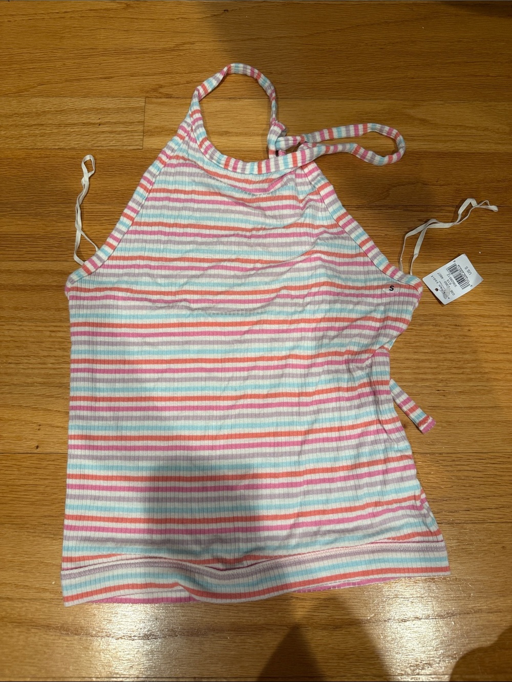 American Eagle - Striped Ribbed Halter Tank Top